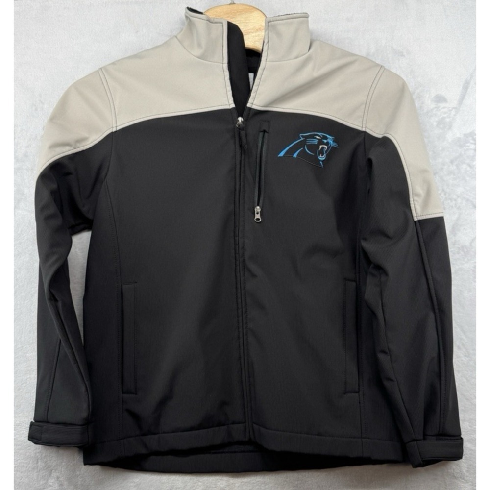 Carolina Panthers Soft Shell Gray Black Jacket‎ Fleece Lined NFL Men's Size M
